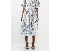 Floral-print Cotton-poplin Midi Skirt