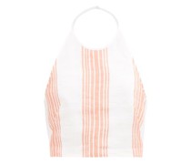 Rosella Halterneck Striped Linen Top