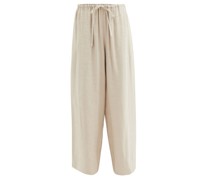 Drawstring-waist Linen-blend Chino Trousers