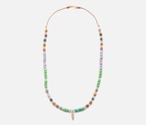 Sapphire, Amethyst, Glass & 14kt Gold Necklace