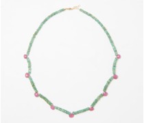 Emerald, Rubellite & 14kt Gold Necklace