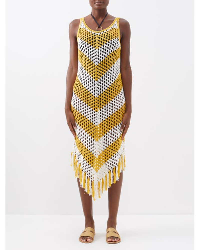 Dodo Bar Or Damen Mellor Tasselled Crochet-cotton Midi Dress