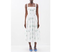 Terry Floral-print Cotton-poplin Midi Dress