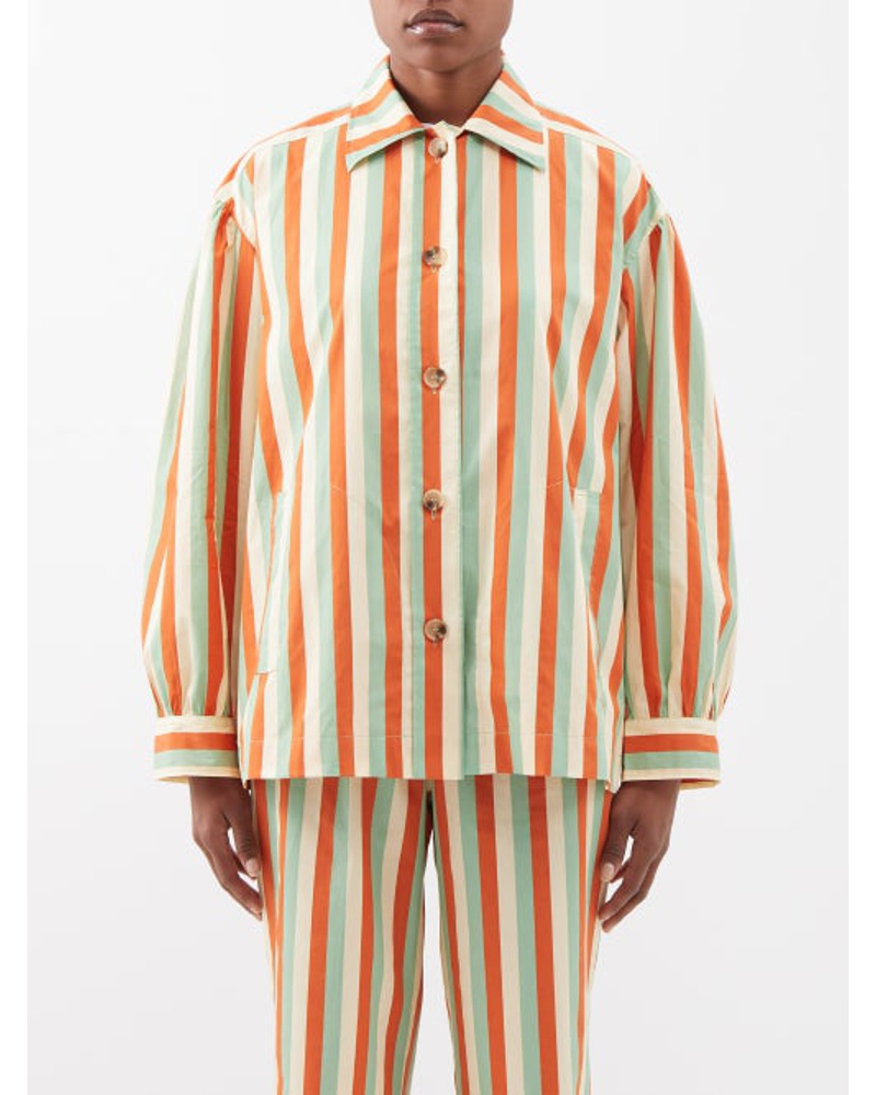 Caro Editions Damen Fleur Striped Cotton-twill Shirt