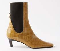 Kitten-heel 50 Croc-effect Leather Boots