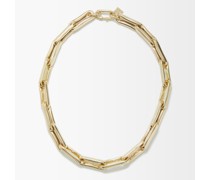 Large Diamond & 14kt Gold Chain-link Necklace