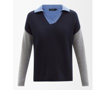 Briana Colour-block Cashmere Polo Sweater