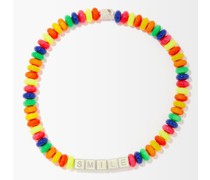 Smile Beaded & 14kt White Gold Necklace