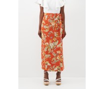 Vacation Hermia Floral-print Cotton Wrap Skirt