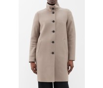 Stand-collar Pressed Virgin-wool Coat