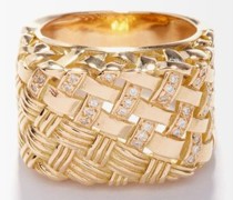Blanca Woven Diamond & 18kt Gold Signet Ring