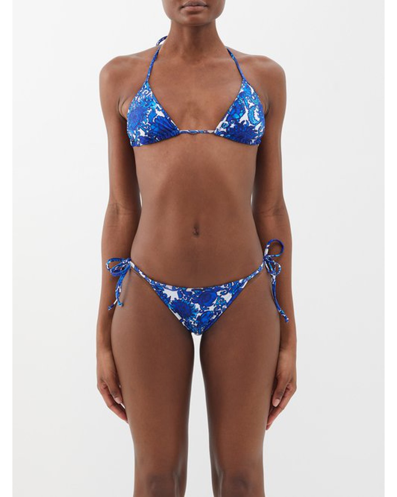 La DoubleJ Damen Anemone-print Triangle Bikini Top