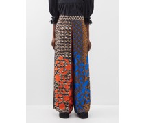 Fyre Embroidered Printed Silk Trousers