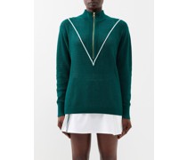 Calva V-stripe Crochet-knitted Cotton Top