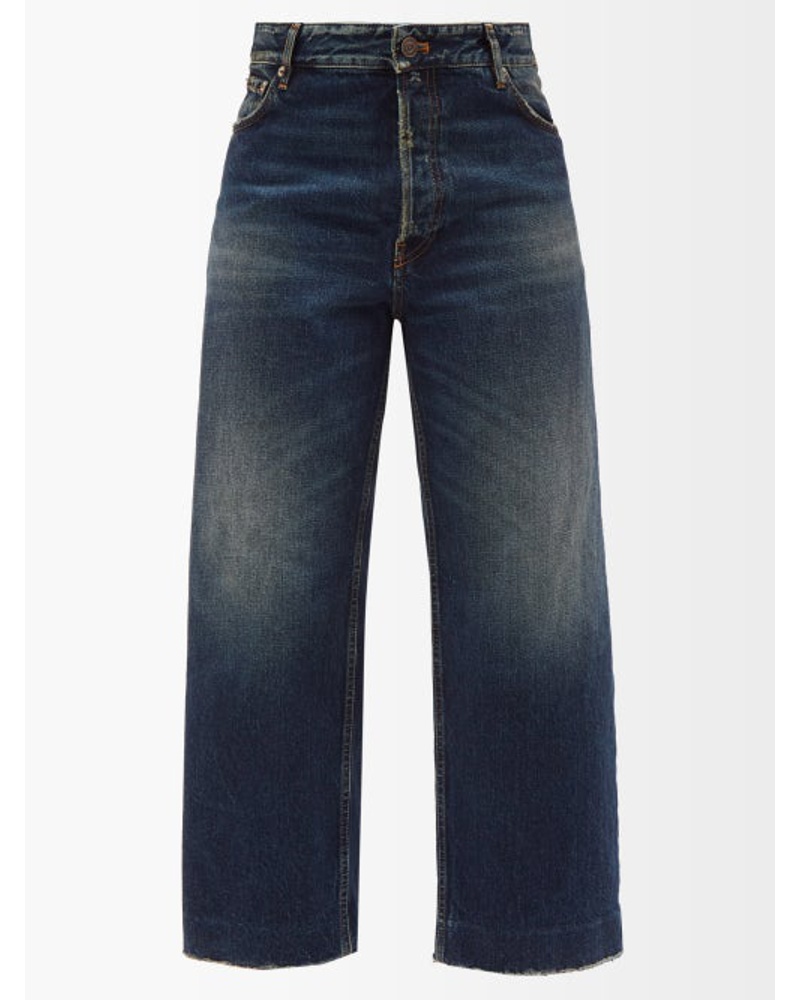 Balenciaga Damen Cropped Distressed-denim Jeans