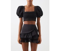 Judy Square-neck Crochet Cotton-blend Crop Top