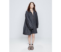 Robe oversize en denim de lin à smocks