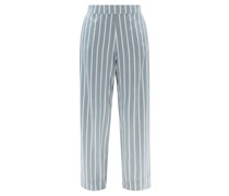 London Striped Sandwashed-silk Pyjama Bottoms