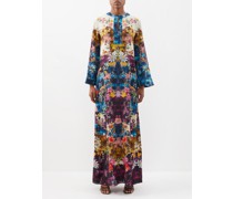 Collins Sequin And Floral-print Silk Gown