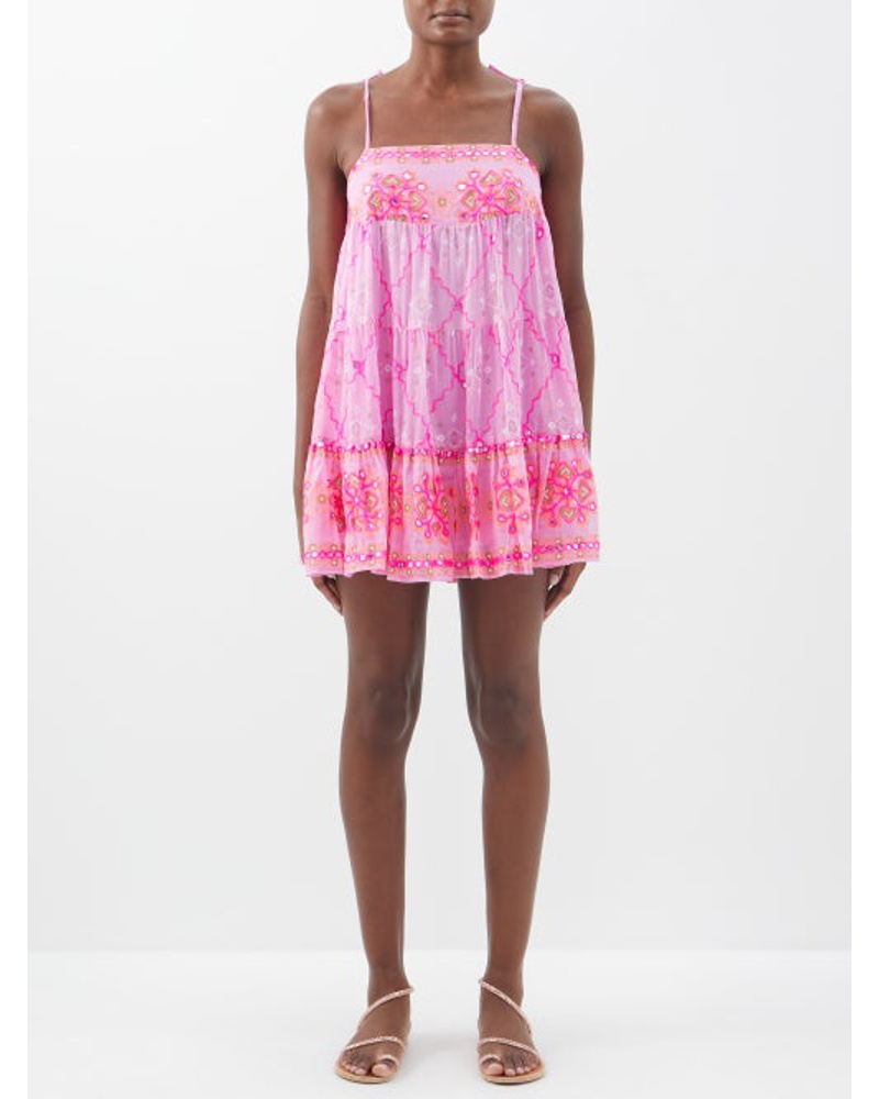 Juliet Dunn Damen Mirrored Mosaic-print Cotton Mini Dress