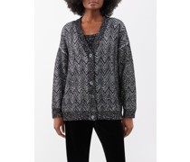 Sequinned Zigzag Knitted Cardigan