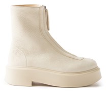 Front-zip Grained-leather Boots
