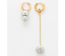 Mismatched Pearl & Gold-plated Hoop Earrings
