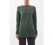 Raw-trim Merino-wool Crew-neck Sweater