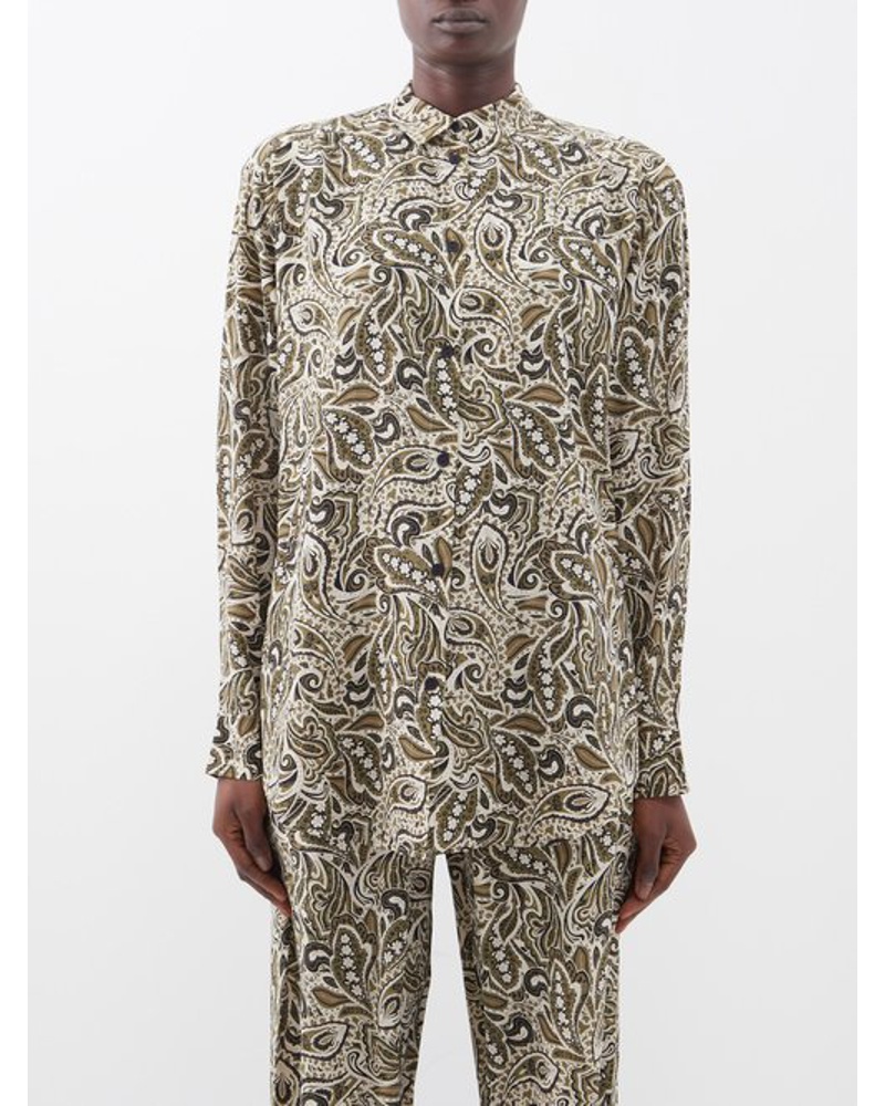 Matteau Damen Paisley-print Organic-silk Shirt