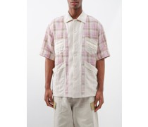 Mento Short-sleeved Check Linen Shirt