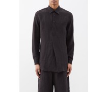 Highland Asymmetric-placket Linen Shirt