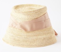 Lampshade Ribbon-trim Straw Hat
