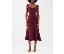 Off-the-shoulder Fitted Wool-blend Midi Dress