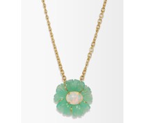Tropical Flower Opal, Chrysoprase & Gold Necklace