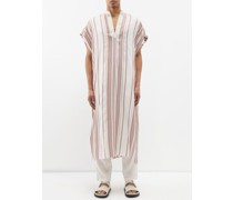 Notch-neck Striped Jacquard Tunic