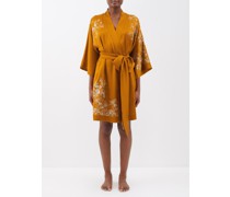 Floral-print Silk-satin Robe