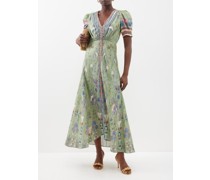 Lea Printed Silk-jacquard Midi Dress