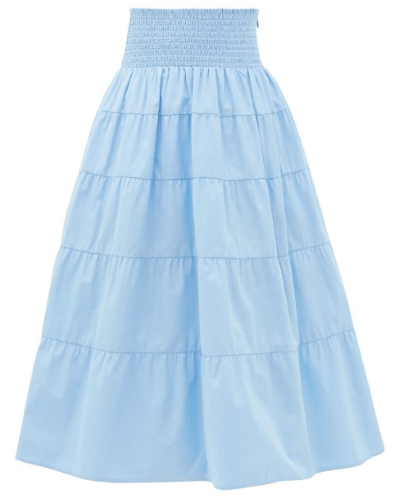 Prada Damen Smocked Cotton-poplin Skirt