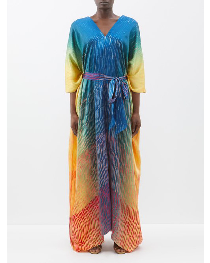 Delos Damen Vallentina Shibori-dyed Silk Kaftan Dress
