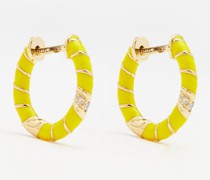 Diamond, Enamel & 9kt Gold Earrings
