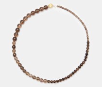 Smoky Quartz & 14kt Gold-plated Beaded Necklace
