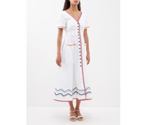 Luella-c Embroidered Cotton-blend Midi Dress