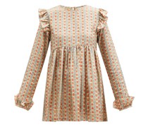 Ruffled Floral-print Silk-twill Blouse