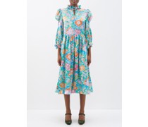 Yuzuki Floral-print Silk-satin Midi Dress