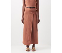 Benjamina Wrap Linen Midi Skirt