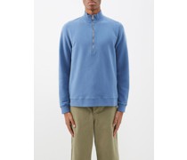 Zip-neck Cotton Loopback-jersey Sweatshirt