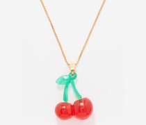 Pop The Cherry Resin & 18kt Gold-plated Necklace