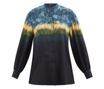 Patsy Stand-collar Tie Dye-print Crepe Shirt