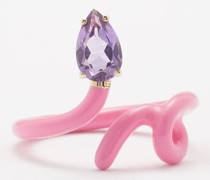 Baby Vine Amethyst, Eamel & 9kt Gold Ring