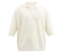 V-neck Linen-blend Polo Sweater